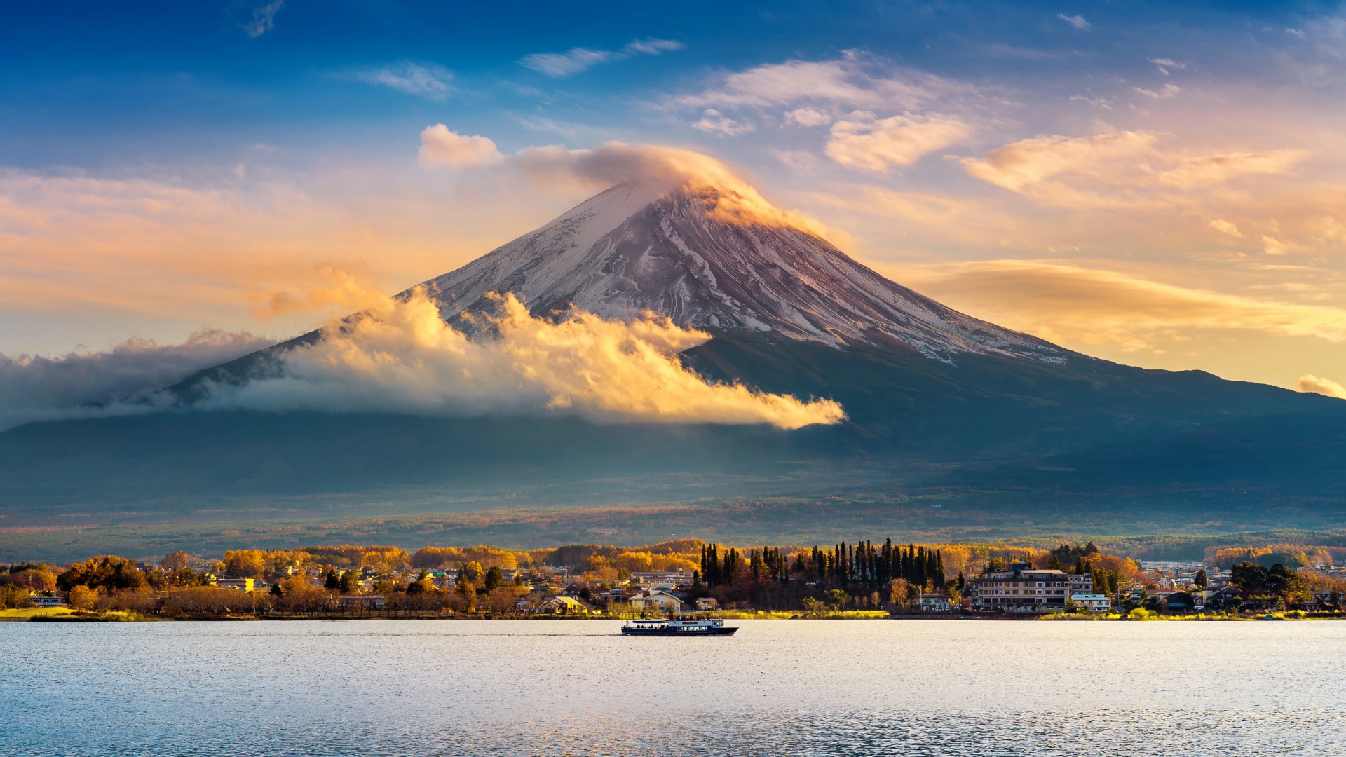 秋の富士山と河口湖